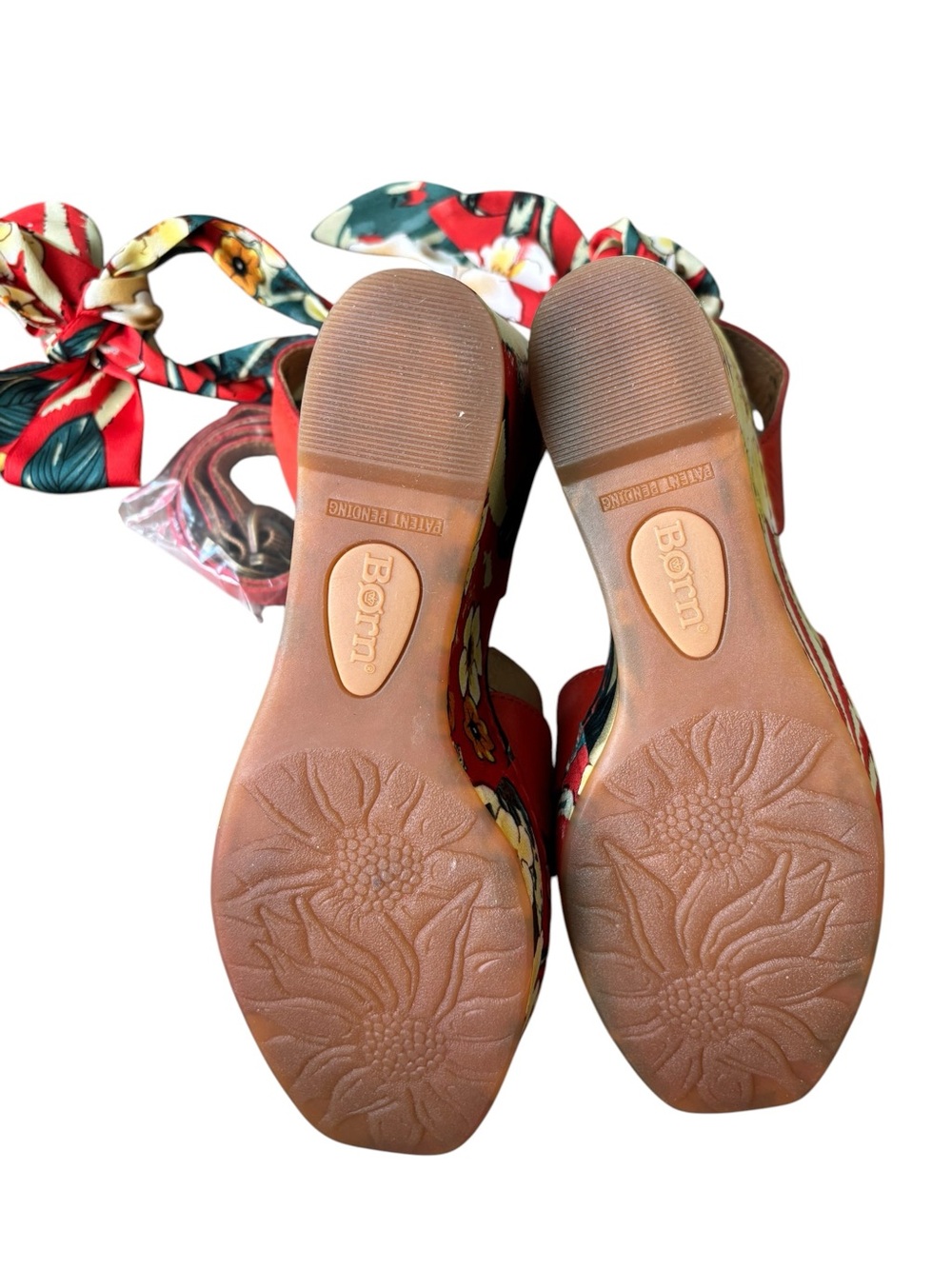 BORN Red Leather Salton Wedge Sandal - Picture 6 of 12